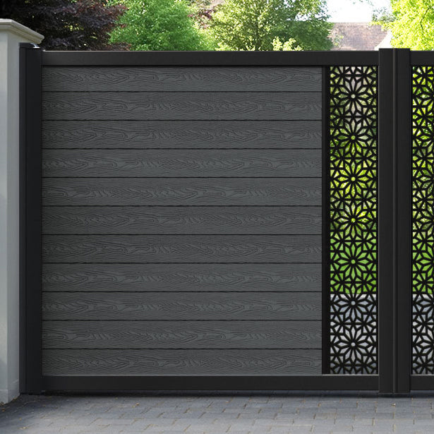 Classic Narwa Straight Top Driveway Gate - Dark Grey - Middle Screen