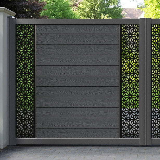 Classic Narwa Straight Top Driveway Gate - Dark Grey - Middle & End Screen