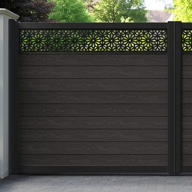 Classic Narwa Straight Top Driveway Gate - Dark Oak - Top Screen