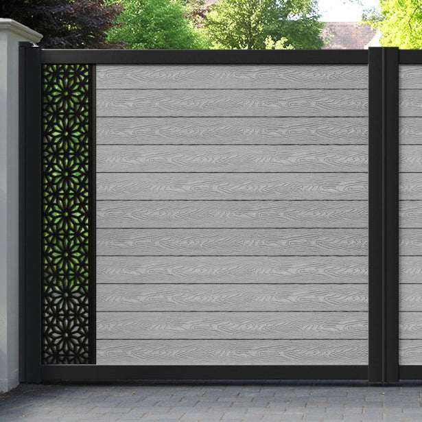 Classic Narwa Straight Top Driveway Gate - Light Grey - End Screen