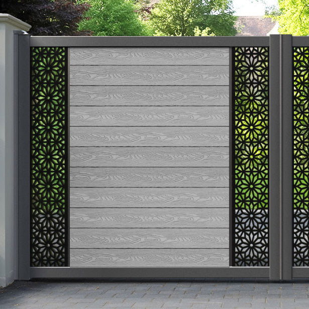 Classic Narwa Straight Top Driveway Gate - Light Grey - Middle & End Screen