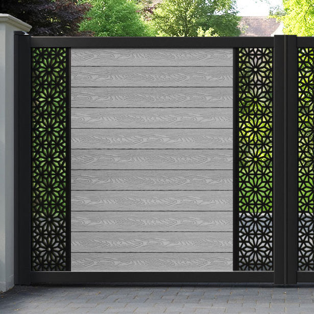 Classic Narwa Straight Top Driveway Gate - Light Grey - Middle & End Screen