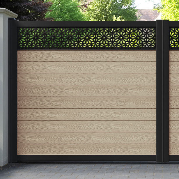 Classic Narwa Straight Top Driveway Gate - Light Oak - Top Screen