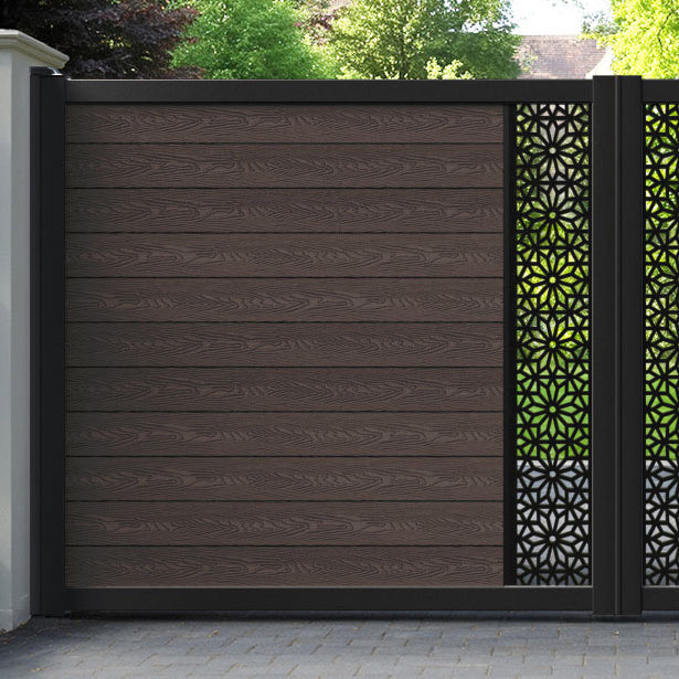 Classic Narwa Straight Top Driveway Gate - Mid Brown - Middle Screen