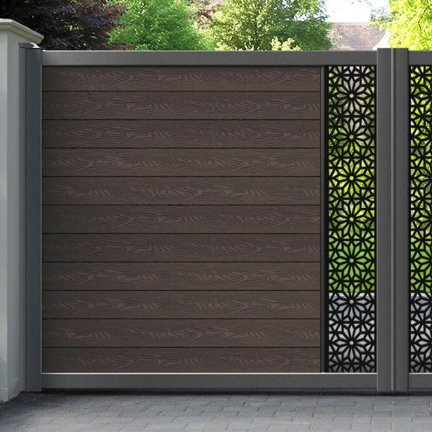 Classic Narwa Straight Top Driveway Gate - Mid Brown - Middle Screen