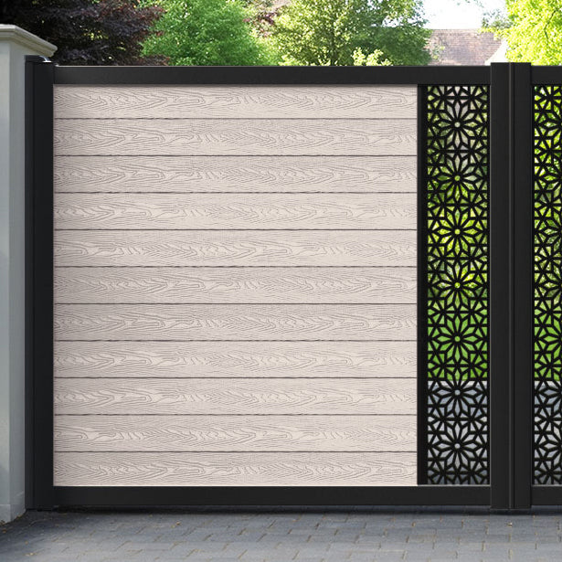 Classic Narwa Straight Top Driveway Gate - Mid Stone - Middle Screen