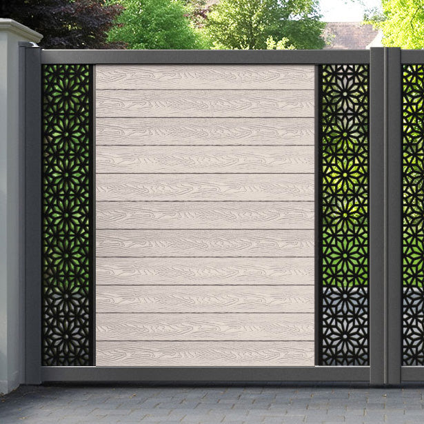 Classic Narwa Straight Top Driveway Gate - Mid Stone - Middle & End Screen
