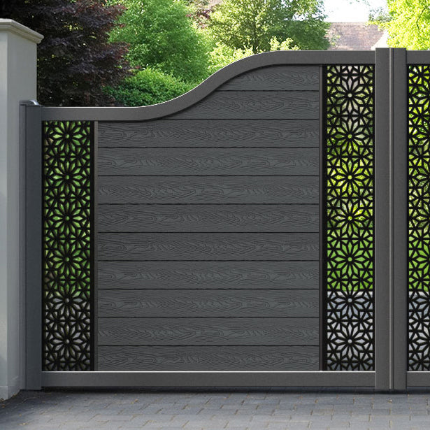 Classic Narwa Curved Top Driveway Gate - Dark Grey - Middle & End Screen