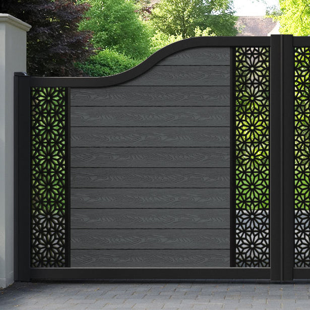 Classic Narwa Curved Top Driveway Gate - Dark Grey - Middle & End Screen