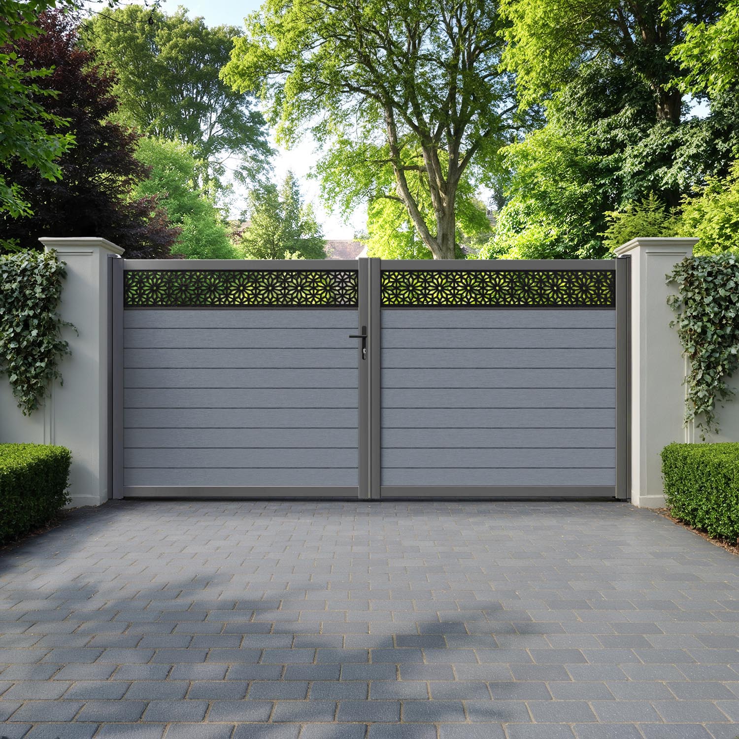 Fusion Narwa Straight Top Driveway Gate - Anthracite - Top Screen