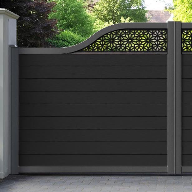 Fusion Narwa Curved Top Driveway Gate - Black - Top Screen