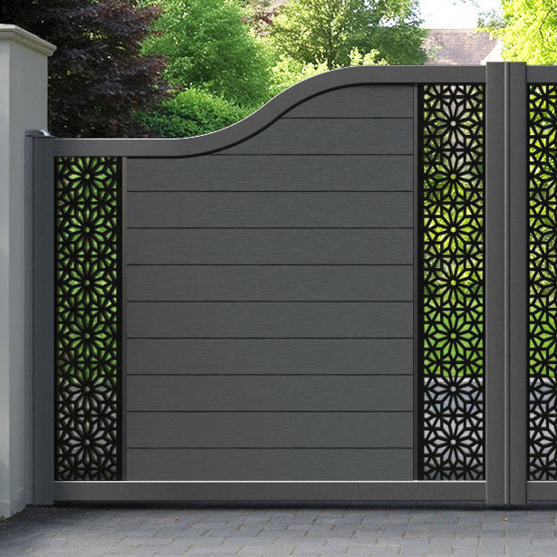 Fusion Narwa Curved Top Driveway Gate - Dark Grey - Middle & End Screen