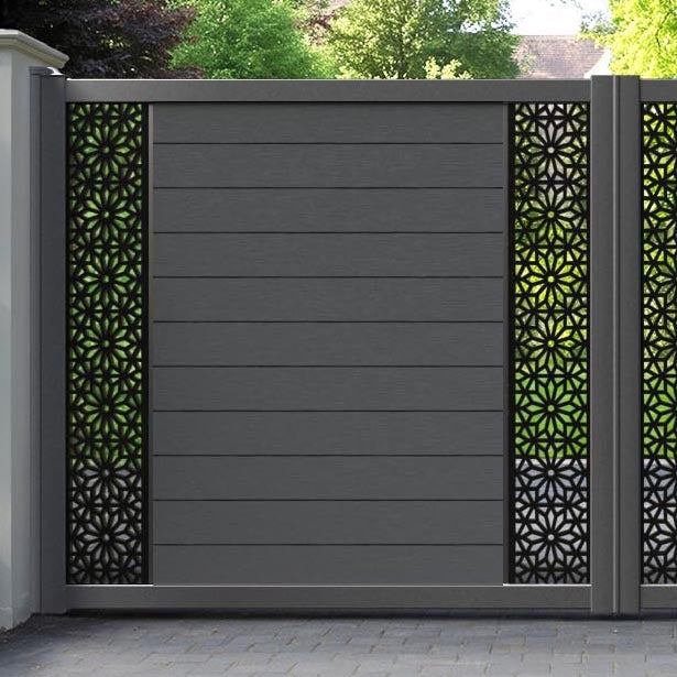 Fusion Narwa Straight Top Driveway Gate - Dark Grey - Middle & End Screen