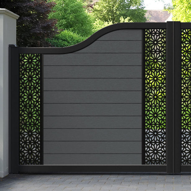 Fusion Narwa Curved Top Driveway Gate - Dark Grey - Middle & End Screen