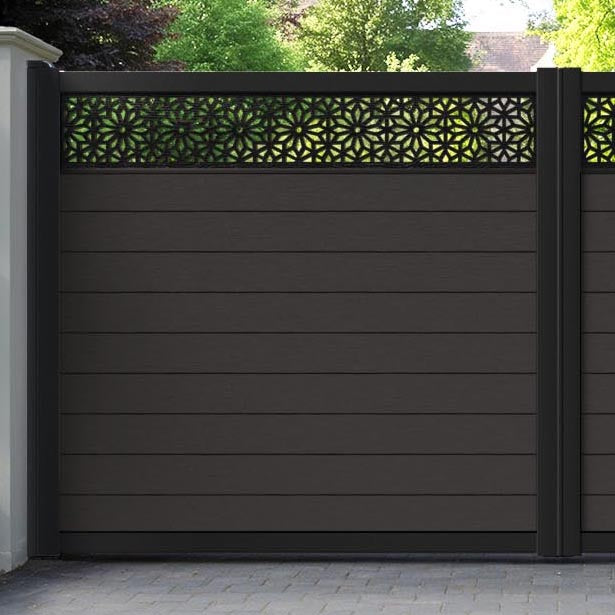 Fusion Narwa Straight Top Driveway Gate - Dark Oak - Top Screen