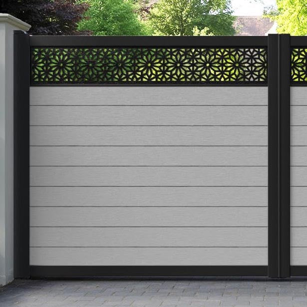 Fusion Narwa Straight Top Driveway Gate - Light Grey - Top Screen