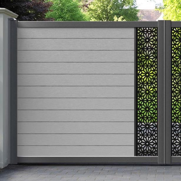 Fusion Narwa Straight Top Driveway Gate - Light Grey - Middle Screen