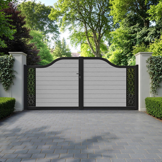 Fusion Narwa Curved Top Driveway Gate - Light Grey - End Screen