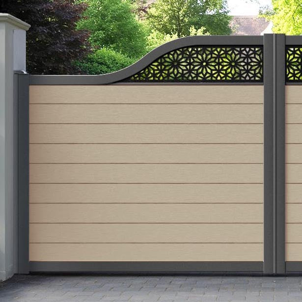 Fusion Narwa Curved Top Driveway Gate - Light Oak - Top Screen
