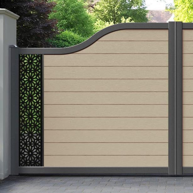 Fusion Narwa Curved Top Driveway Gate - Light Oak - End Screen