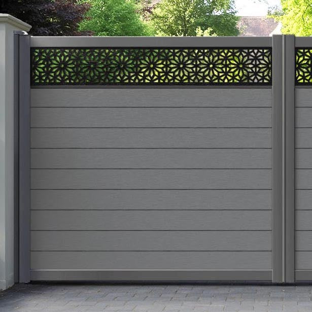 Fusion Narwa Straight Top Driveway Gate - Mid Grey - Top Screen