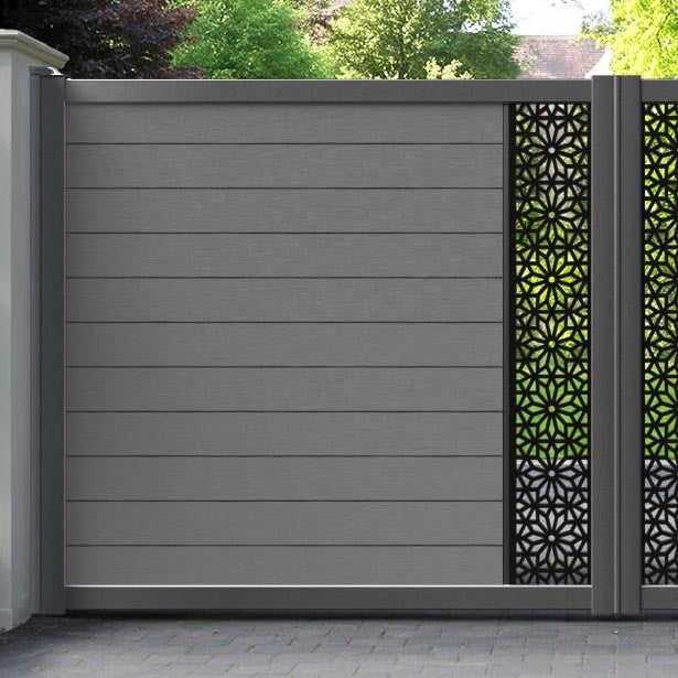 Fusion Narwa Straight Top Driveway Gate - Mid Grey - Middle Screen