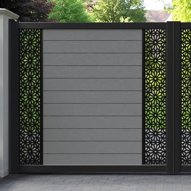 Fusion Narwa Straight Top Driveway Gate - Mid Grey - Middle & End Screen