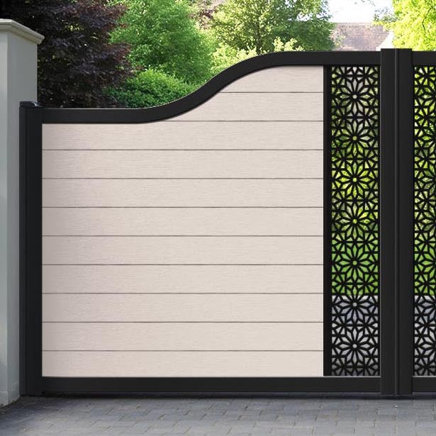 Fusion Narwa Curved Top Driveway Gate - Mid Stone - Middle Screen