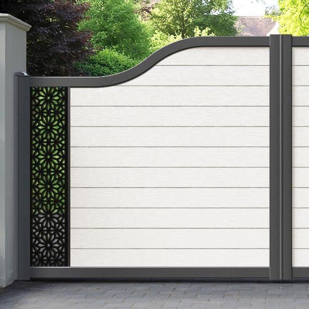 Fusion Narwa Curved Top Driveway Gate - Light Stone - End Screen