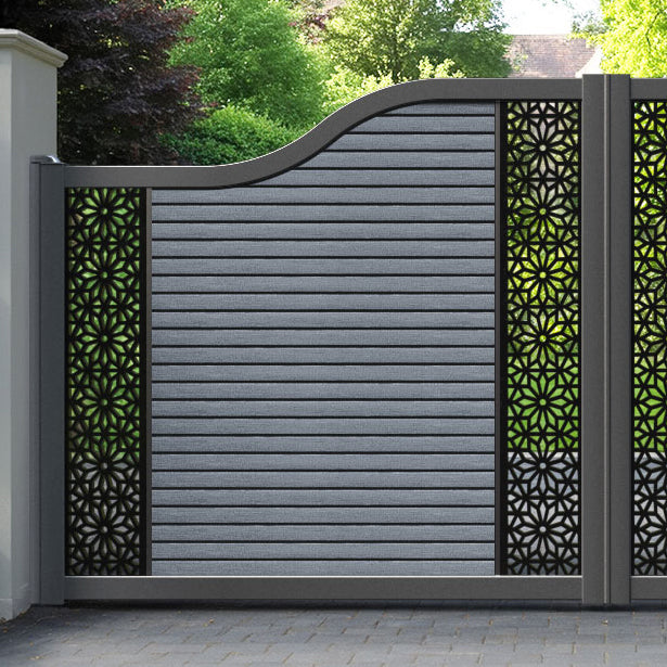 Hudson Narwa Curved Top Driveway Gate - Anthracite - Middle & End Screen