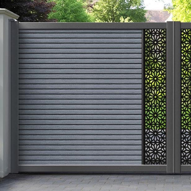 Hudson Narwa Straight Top Driveway Gate - Anthracite - Middle Screen