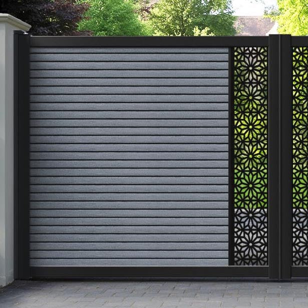 Hudson Narwa Straight Top Driveway Gate - Anthracite - Middle Screen