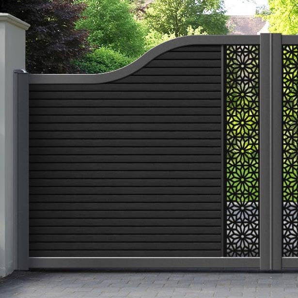 Hudson Narwa Curved Top Driveway Gate - Black - Middle Screen