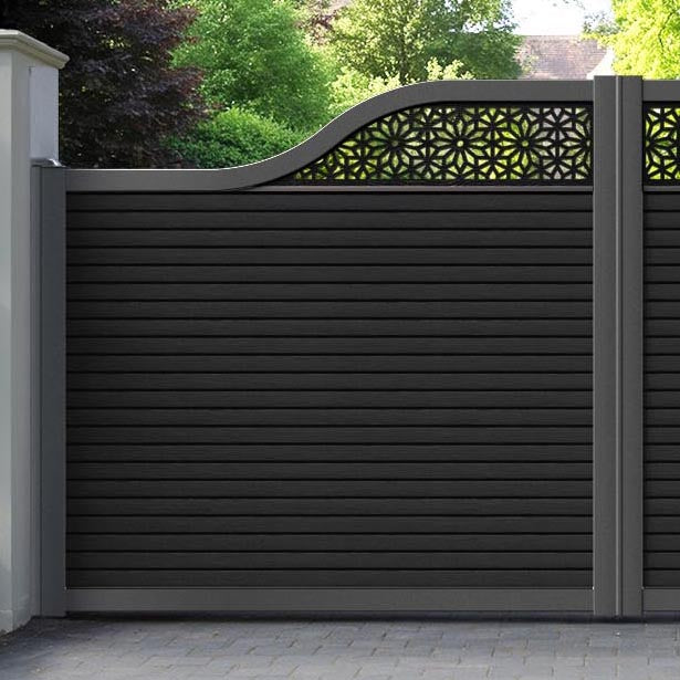Hudson Narwa Curved Top Driveway Gate - Black - Top Screen