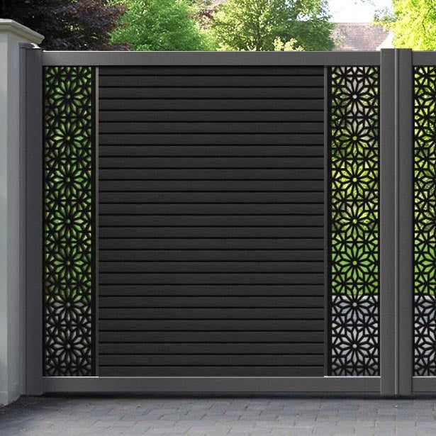 Hudson Narwa Straight Top Driveway Gate - Black - Middle & End Screen