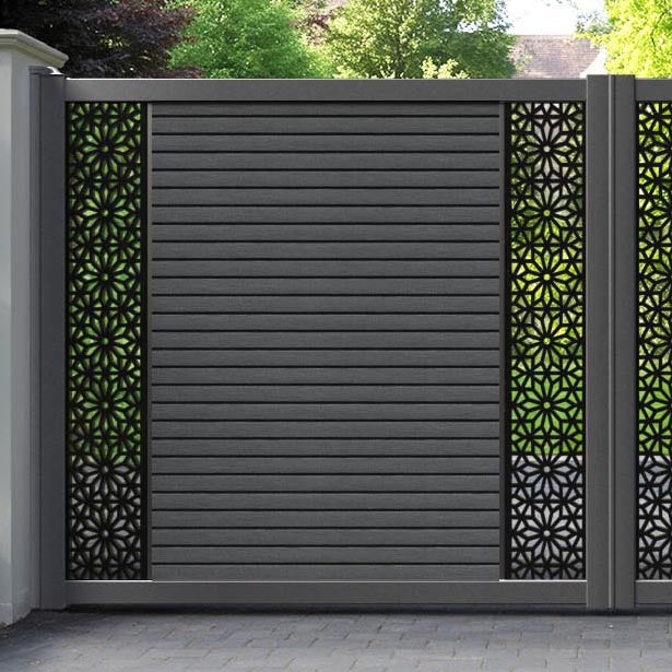 Hudson Narwa Straight Top Driveway Gate - Dark Grey - Middle & End Screen