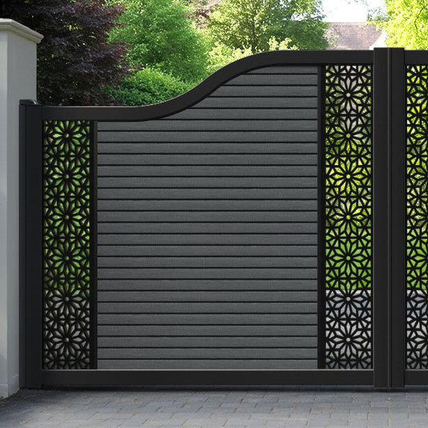 Hudson Narwa Curved Top Driveway Gate - Dark Grey - Middle & End Screen