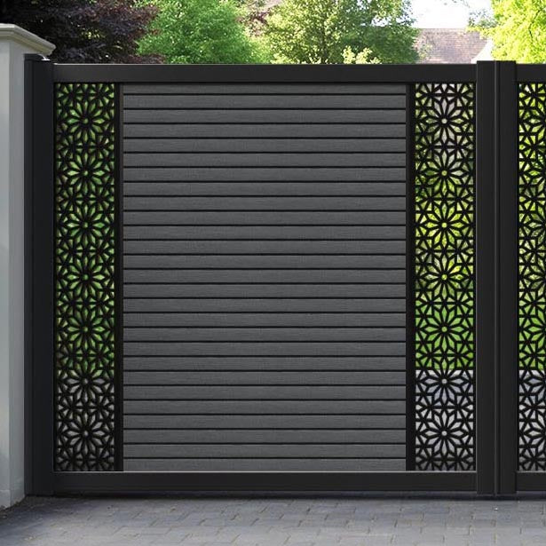 Hudson Narwa Straight Top Driveway Gate - Dark Grey - Middle & End Screen