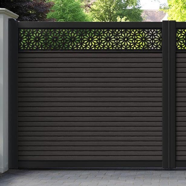 Hudson Narwa Straight Top Driveway Gate - Dark Oak - Top Screen