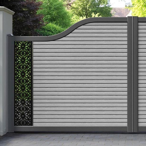 Hudson Narwa Curved Top Driveway Gate - Light Grey - End Screen