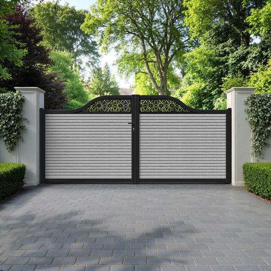 Hudson Narwa Curved Top Driveway Gate - Light Grey - Top Screen