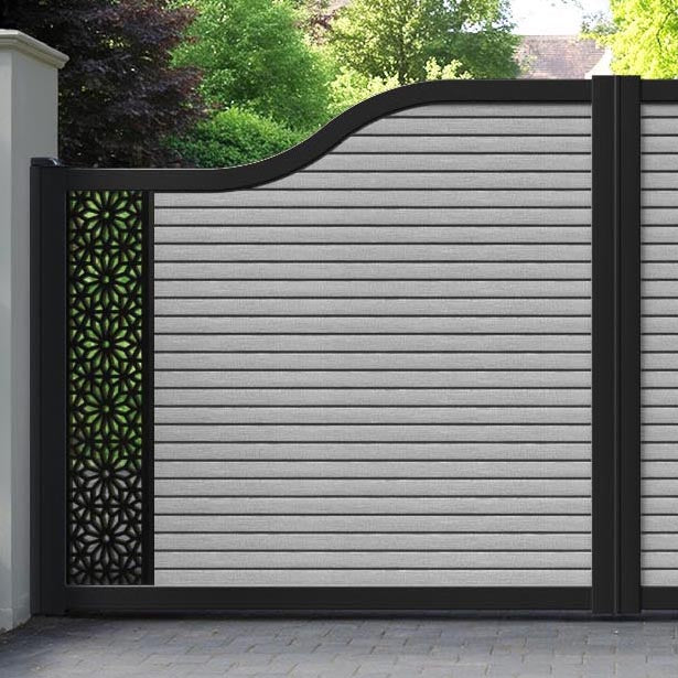 Hudson Narwa Curved Top Driveway Gate - Light Grey - End Screen