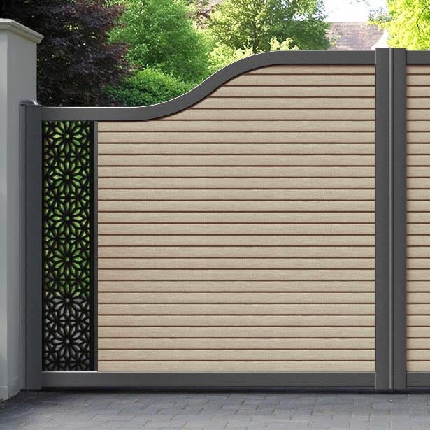 Hudson Narwa Curved Top Driveway Gate - Light Oak- End Screen