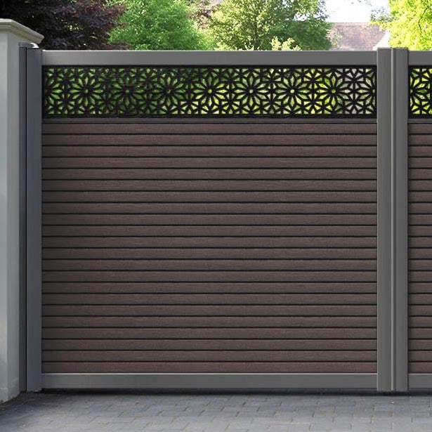 Hudson Narwa Straight Top Driveway Gate - Mid Brown - Top Screen