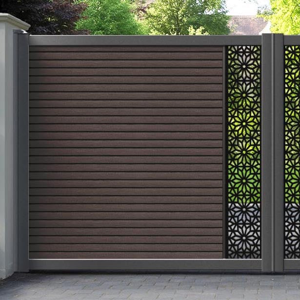 Hudson Narwa Straight Top Driveway Gate - Mid Brown - Middle Screen