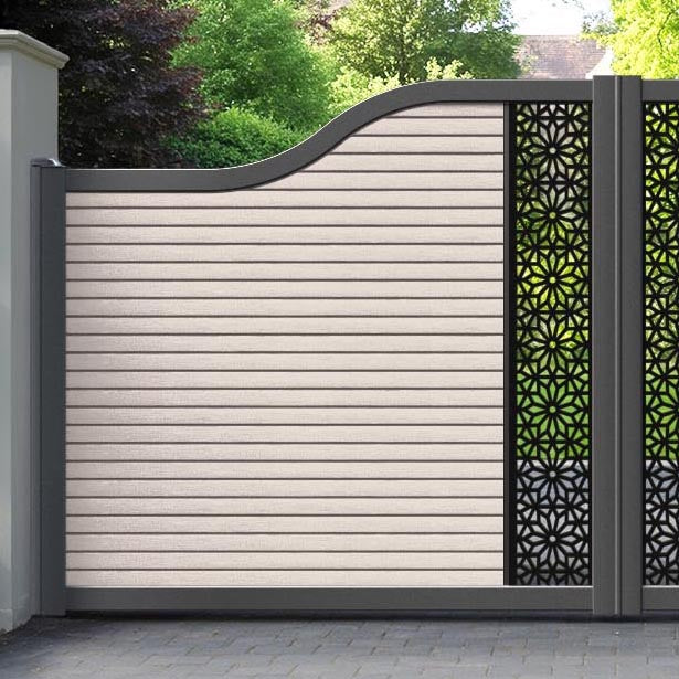 Hudson Narwa Curved Top Driveway Gate - Mid Stone - Middle Screen