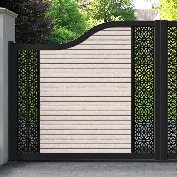 Hudson Narwa Curved Top Driveway Gate - Mid Stone - Middle & End Screen
