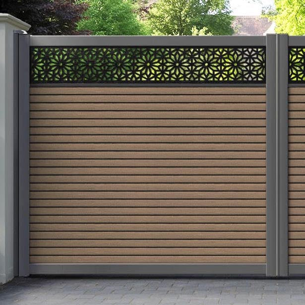 Hudson Narwa Straight Top Driveway Gate - Teak - Top Screen