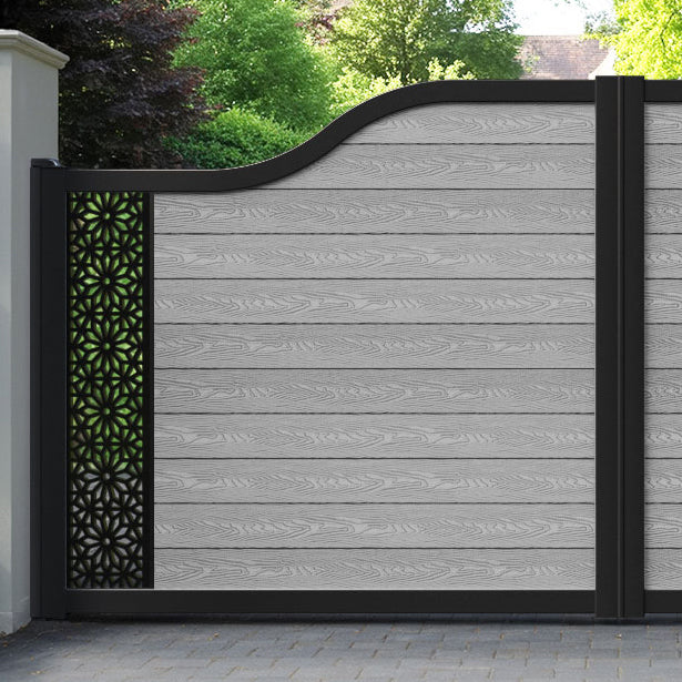Classic Narwa Curved Top Driveway Gate - Light Grey - End Screen