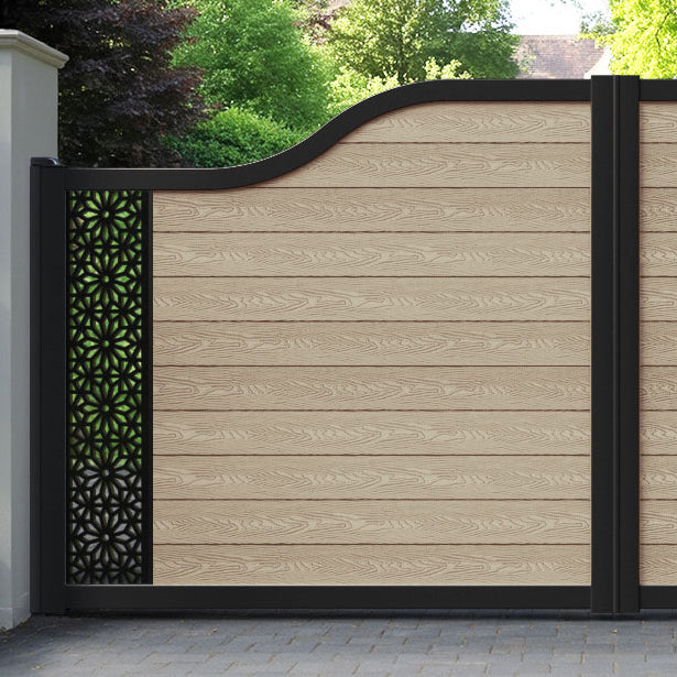 Classic Narwa Curved Top Driveway Gate - Light Oak - End Screen